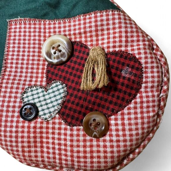 Vtg Primitive Patchwork Christmas Stockings Set of 2 Santa & Angel Cottagecore - Picture 4 of 8